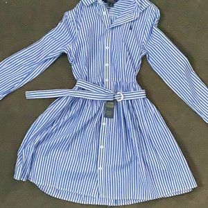 BLUE AND WHITE STRIPED POLO DRESS